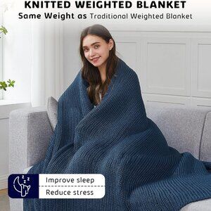 Knitted Weighted Blanket - 50"x60" 10lbs Cooling Chunky Knit